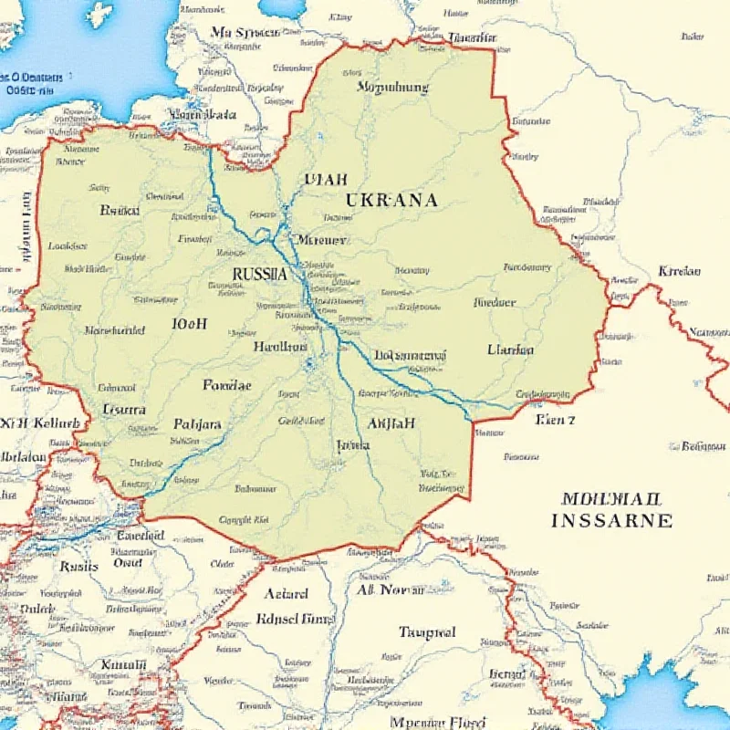 A map of the Kursk region of Russia, showing its proximity to the Ukrainian border, with highlighted areas indicating potential conflict zones.