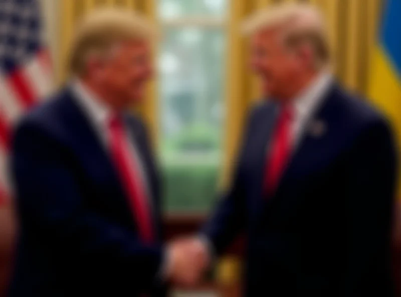Donald Trump and Volodymyr Zelensky shaking hands in a formal setting.