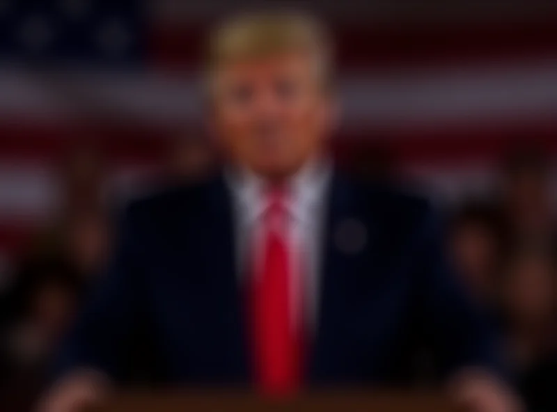 Donald Trump speaking at a podium with a concerned expression.