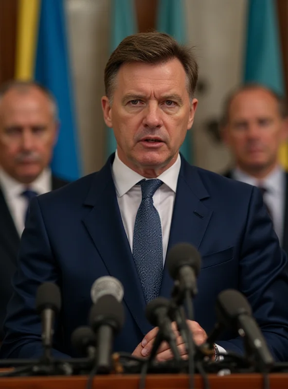 Volodymyr Zelenskyy looking concerned during a press conference.