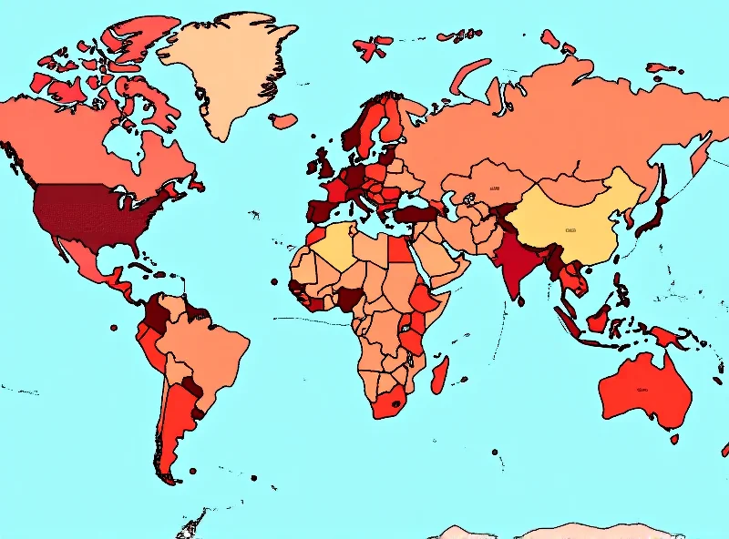 A world map with trade routes highlighted, showing the potential disruption caused by tariffs and trade wars.