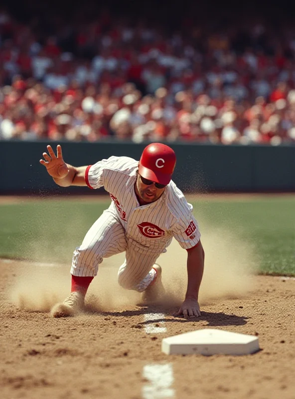 Image of Pete Rose sliding into home base, surrounded by cheering fans.