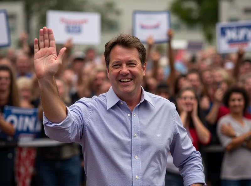 JD Vance smiling and waving to a crowd at a political rally