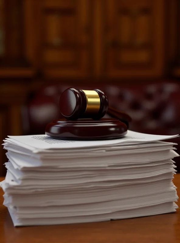 A gavel resting on a stack of legal documents, symbolizing a court ruling.