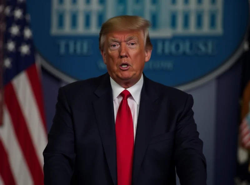 Donald Trump speaking at a podium during a White House press conference.