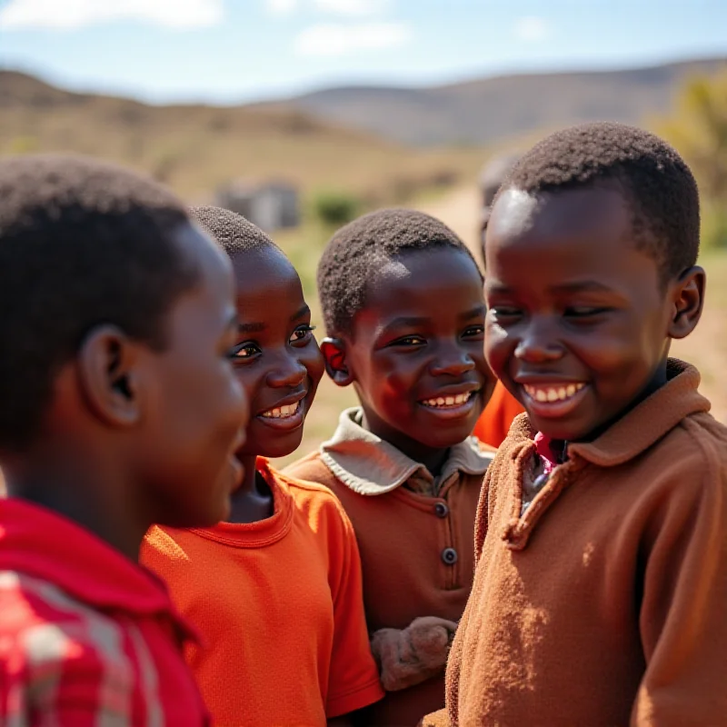 A group of children in Lesotho participating in an HIV/AIDS awareness program.