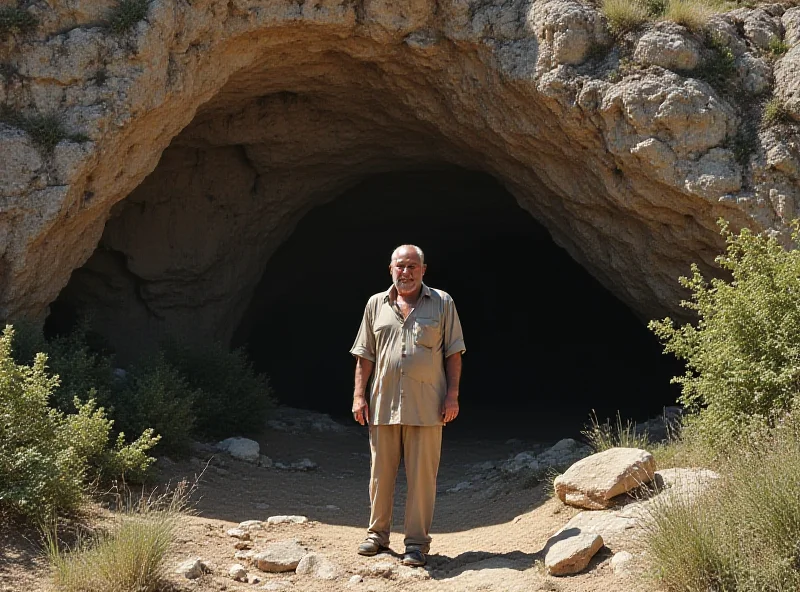 Ali Bozoğlan standing outside his cave home in rural Turkey