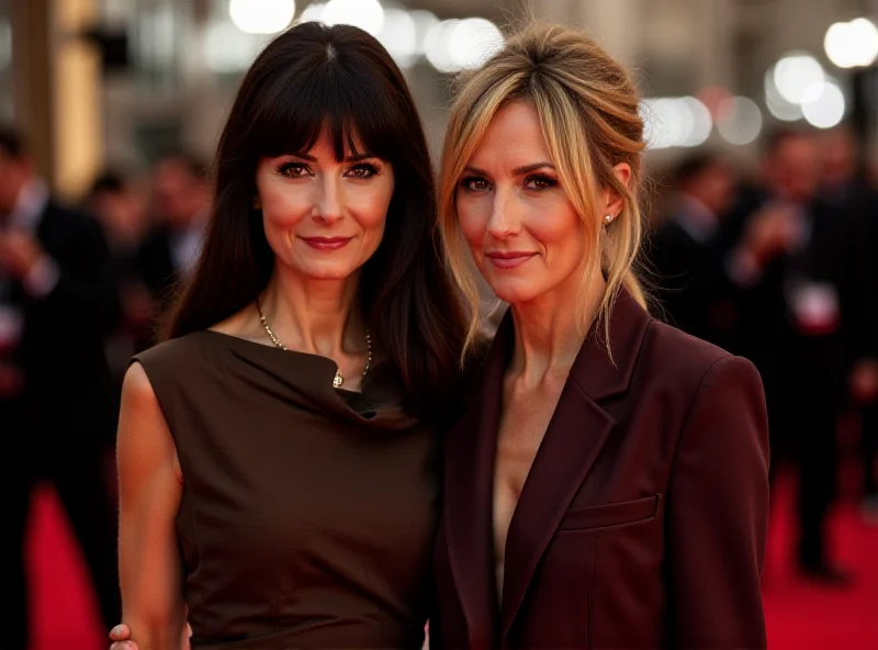 Twiggy and Sadie Frost smiling together at a premiere.