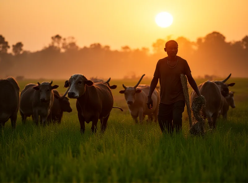 A Ugandan farmer tending to his cattle