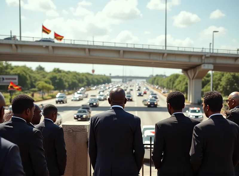 President Museveni inaugurating the Kampala Flyover with officials present.