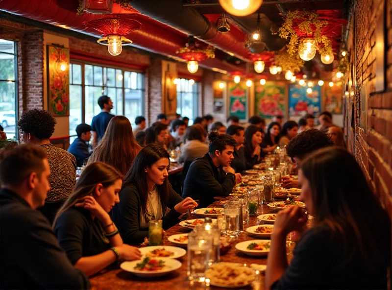 A vibrant, colorful interior of a Big Mamma restaurant, bustling with customers and staff.