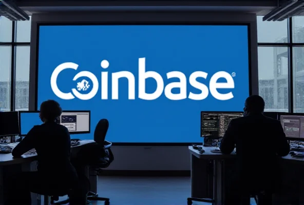 Coinbase logo displayed on a screen