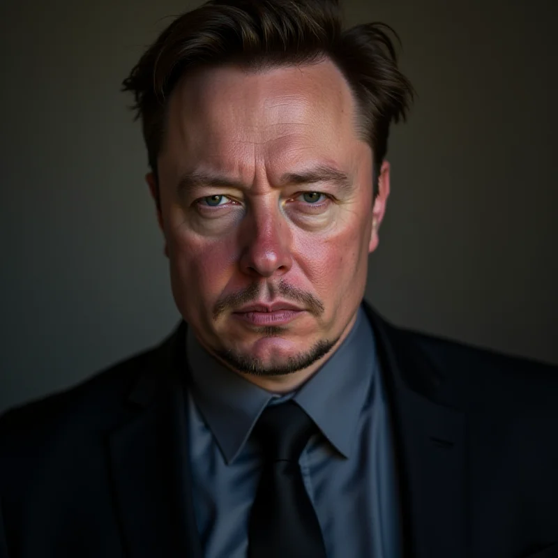 Elon Musk looking thoughtful with a subtle yet questioning expression.