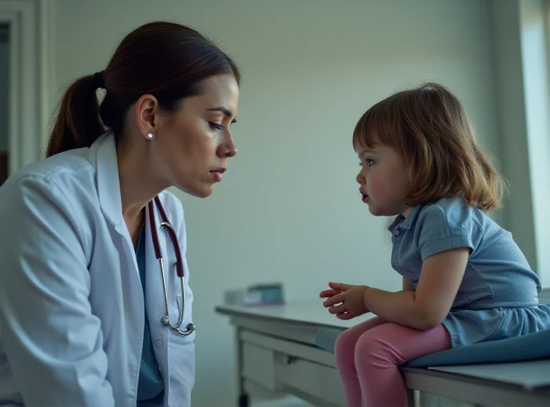 Concerned doctor looking at a child with a worried expression, suggesting the negative effects of smacking
