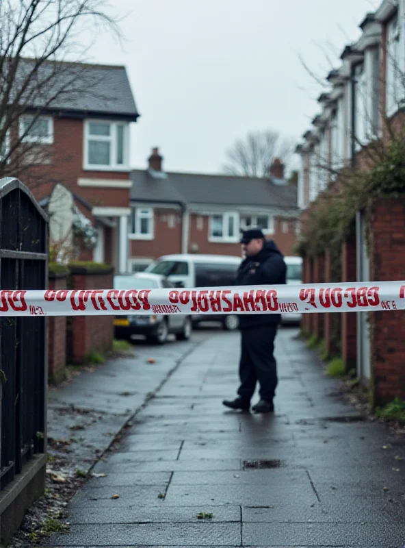 Police tape at a crime scene outside a house