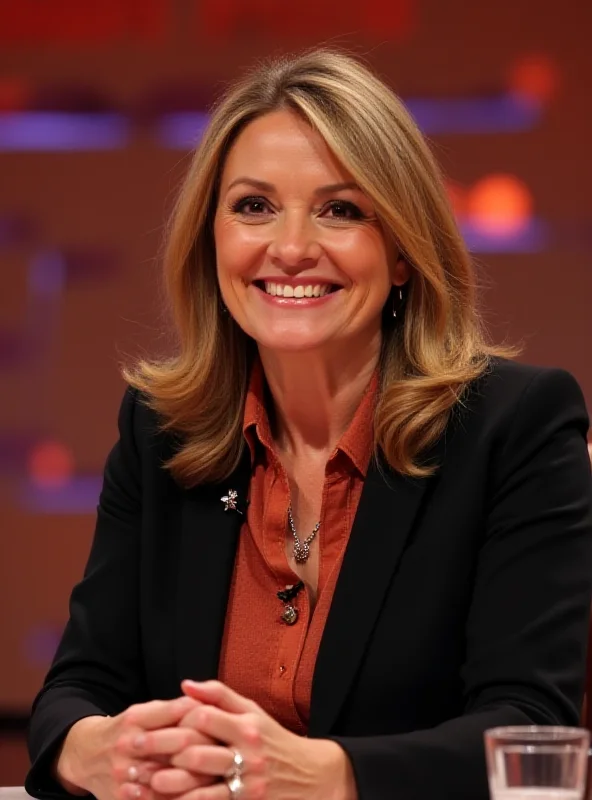 Sara Davies smiling warmly on Dragons' Den set