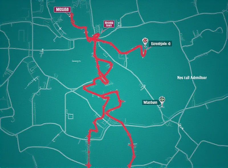 Map showing last known sightings of missing student.