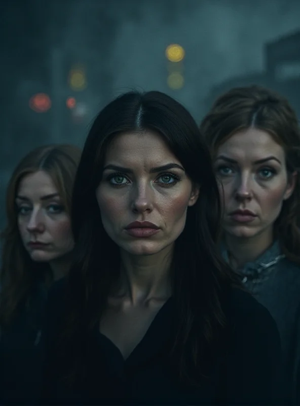 A dramatic visual representation of the ITV documentary The Undercover Police Scandal: Love and Lies Exposed, focusing on the faces of women who appear distressed and betrayed, with blurred images of police badges and protest signs in the background, symbolizing the deceit and manipulation involved in the scandal.