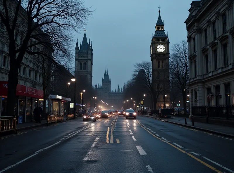 Empty streets in London during the Covid-19 lockdown, with iconic landmarks visible in the background.