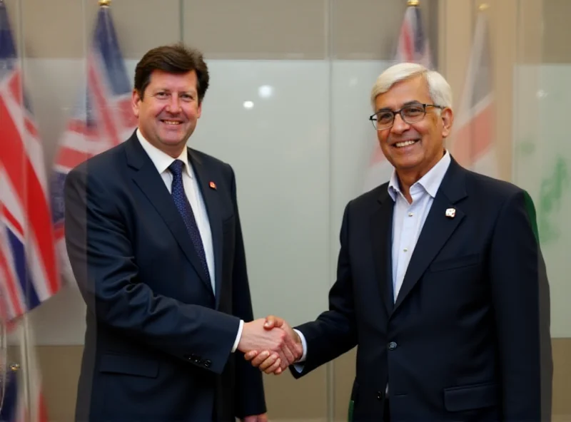 Jonathan Reynolds and Piyush Goyal shaking hands