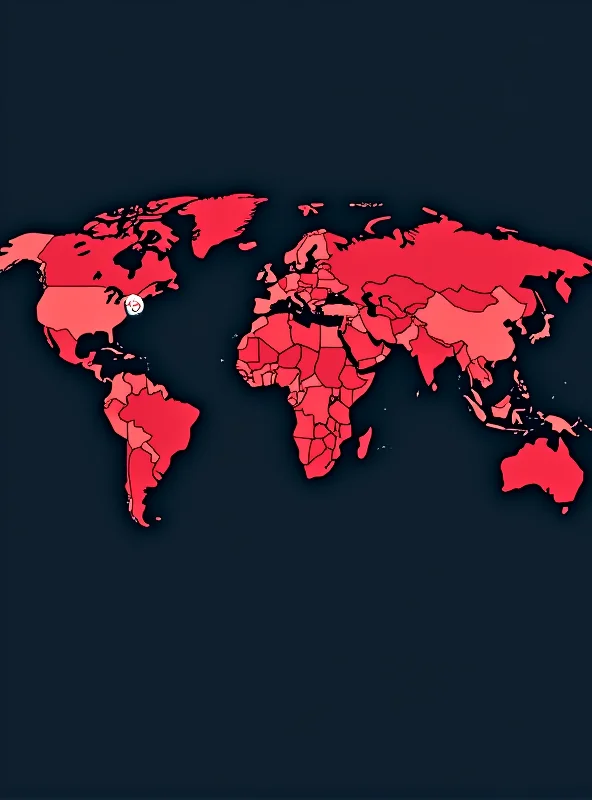 Image of a world map with red highlighting indicating countries with travel warnings