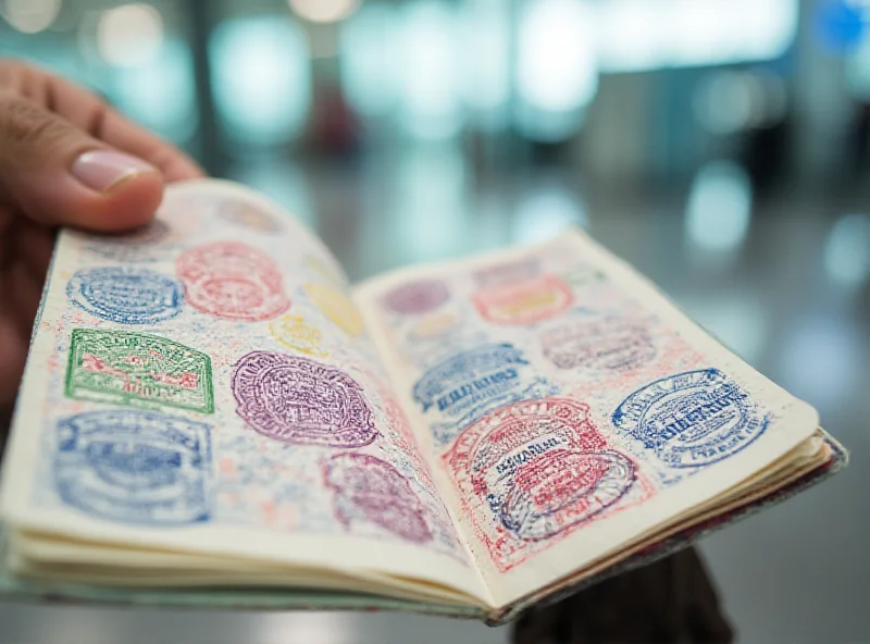 Image of a British passport with visa stamps, symbolizing international travel