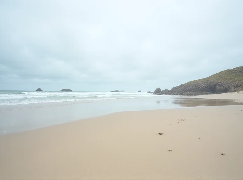 A deserted beach in Cornwall, UK.