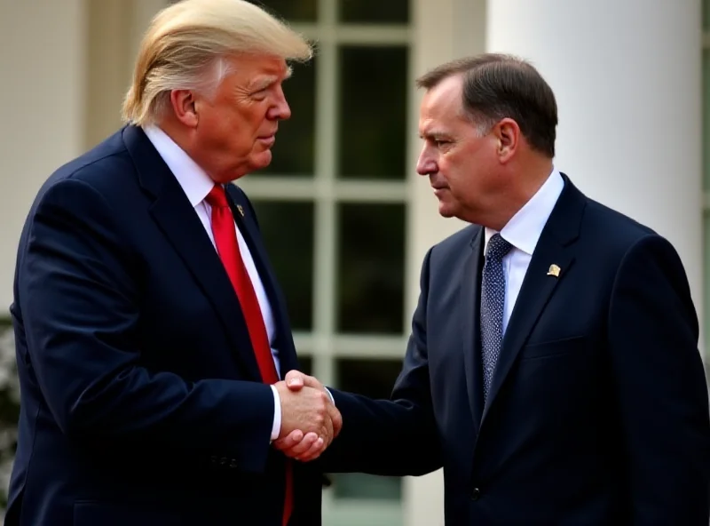 Donald Trump and Volodymyr Zelenskyy shaking hands.