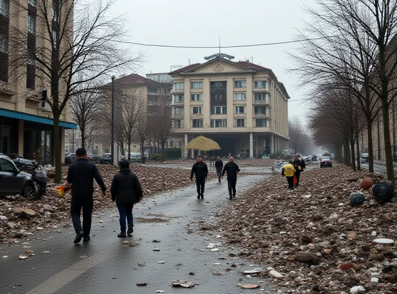 Aftermath of a rocket attack in an urban area