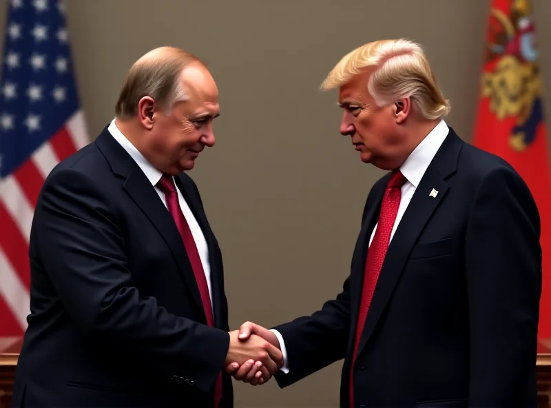 Donald Trump and Vladimir Putin shaking hands