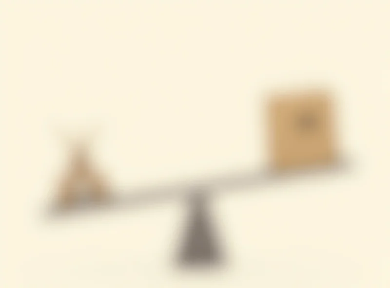 Illustration of a seesaw with tariffs on one side and trade on the other, representing the balance of trade.