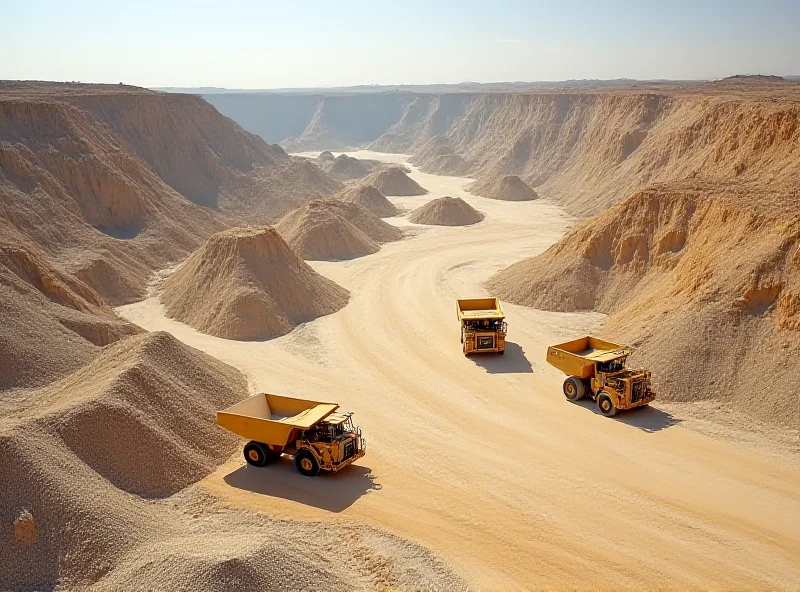 Aerial view of a large mineral mine with heavy machinery operating.