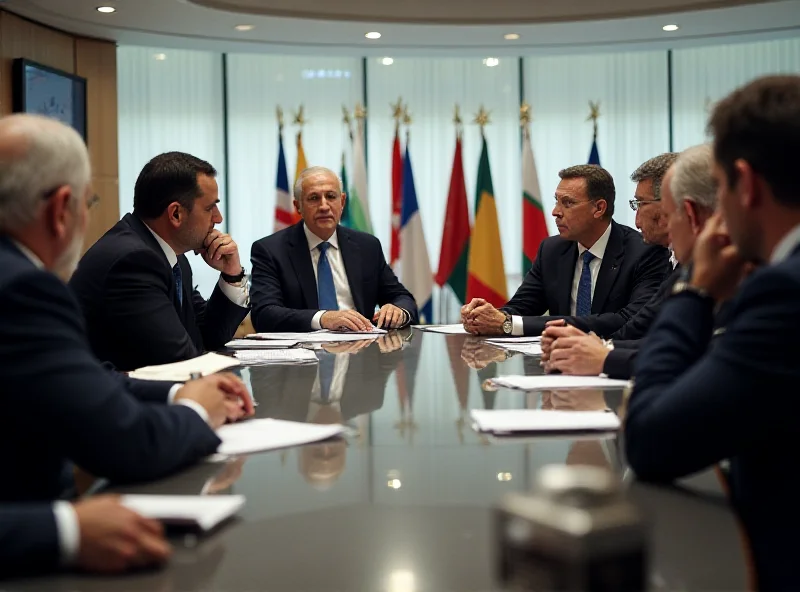A group of international leaders in a discussion forum.