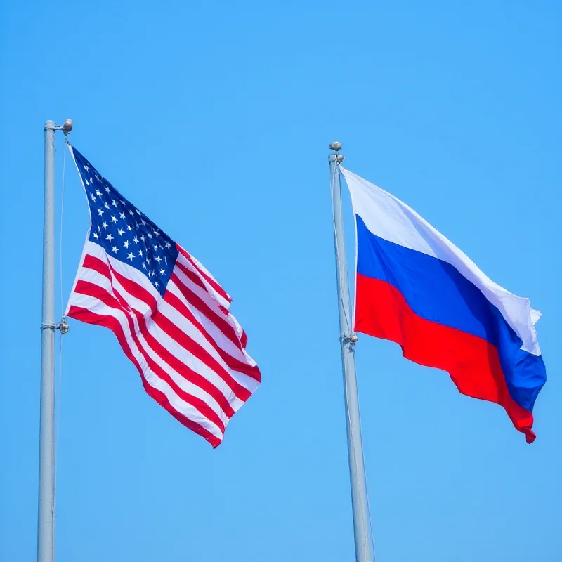 The American and Russian flags waving side-by-side in front of the United Nations headquarters