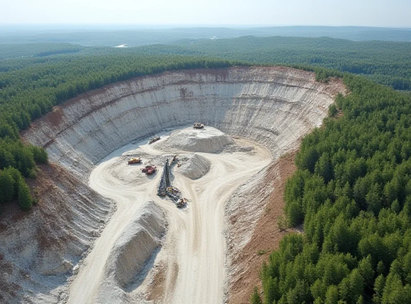 Aerial view of a lithium mine in Ukraine