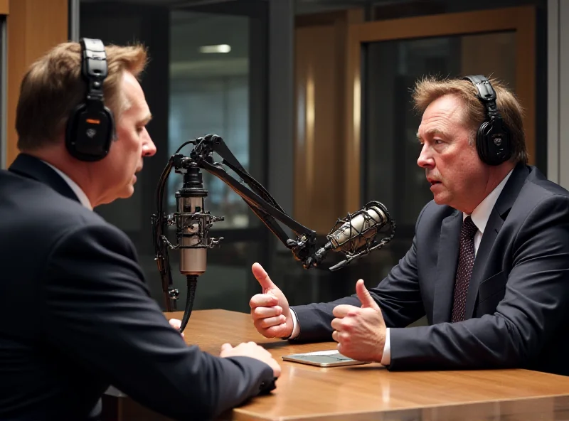 Elon Musk and Joe Rogan in a podcast studio discussing US economics