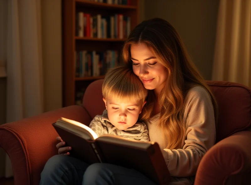 A parent reading a physical book with their child.
