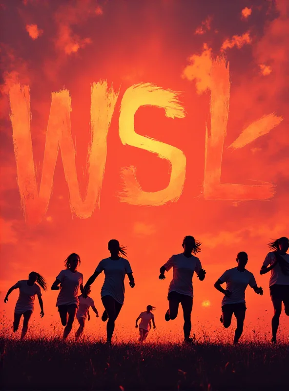 WSL logo with football players in the background