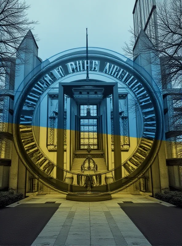 Image of the CIA headquarters with Ukrainian flag superimposed