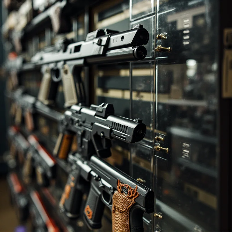Close up of a limited edition gun accessory on display.