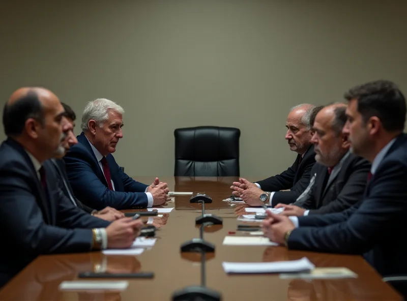A tense meeting between US and Hamas representatives in a neutral location.