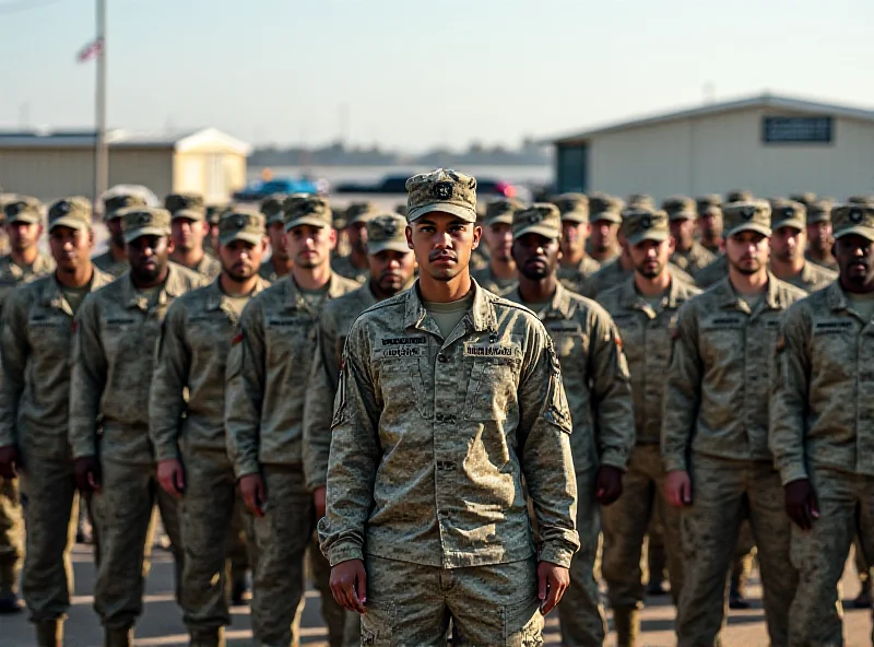 A diverse group of US military personnel in uniform standing in formation.