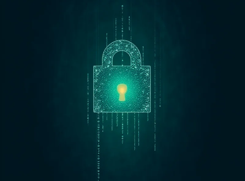 Cybersecurity concept image with binary code and a padlock.