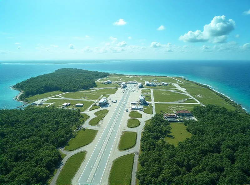 Aerial view of a refurbished airbase in a tropical location