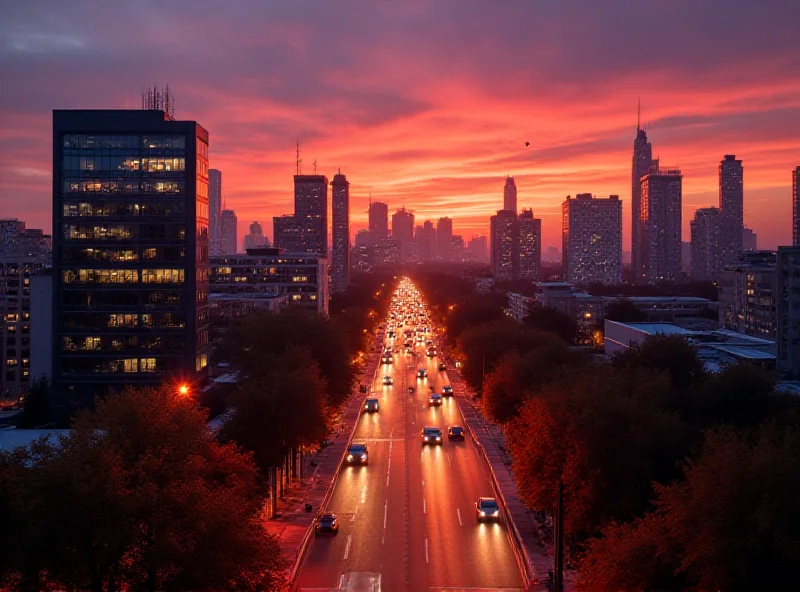 Modern cityscape of Tashkent, Uzbekistan, at sunset