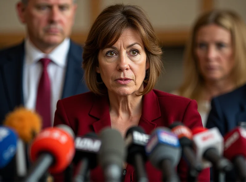 Diana Morant speaking at a press conference, with microphones and reporters in the foreground.