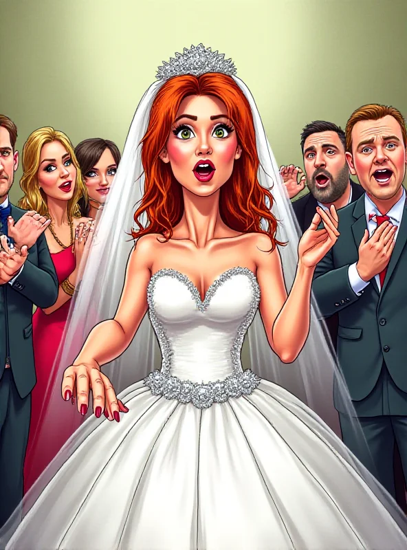 Cartoon bridezilla demanding money from guests