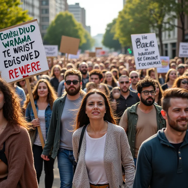 A group of people protesting with signs about climate change