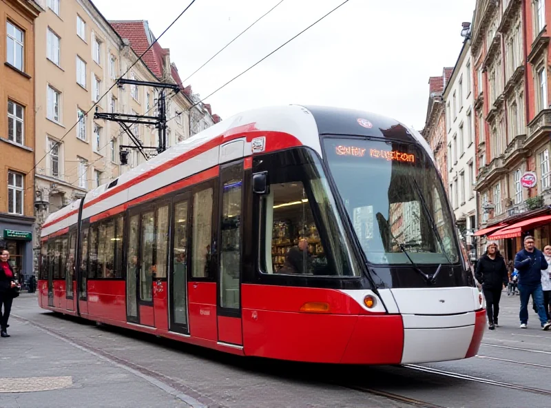 A modern tram in Prague.