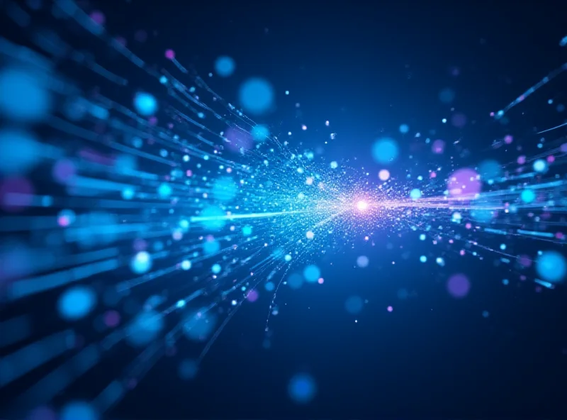 Abstract representation of streaming data flowing across a network.